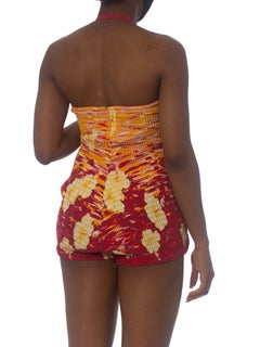 1940S Rockabilly "Miss Hawaii" Sunset Tropical Swimsuit XL