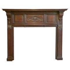 1940s Rococo Walnut Mantel with Carved Details