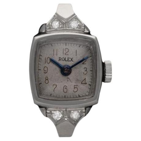 Reloj de cóctel Rolex 1940 Vintage para señora - Platino y diamantes