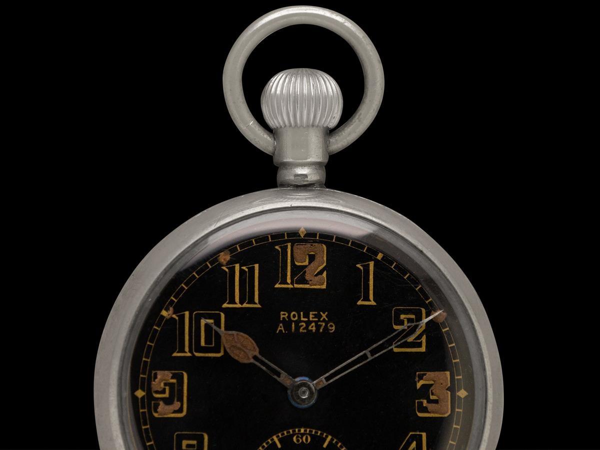 1940's Rolex WWII British Military Vintage Antique Mens 50mm Pocket Watch Nickel Bon état - En vente à Suwanee, GA