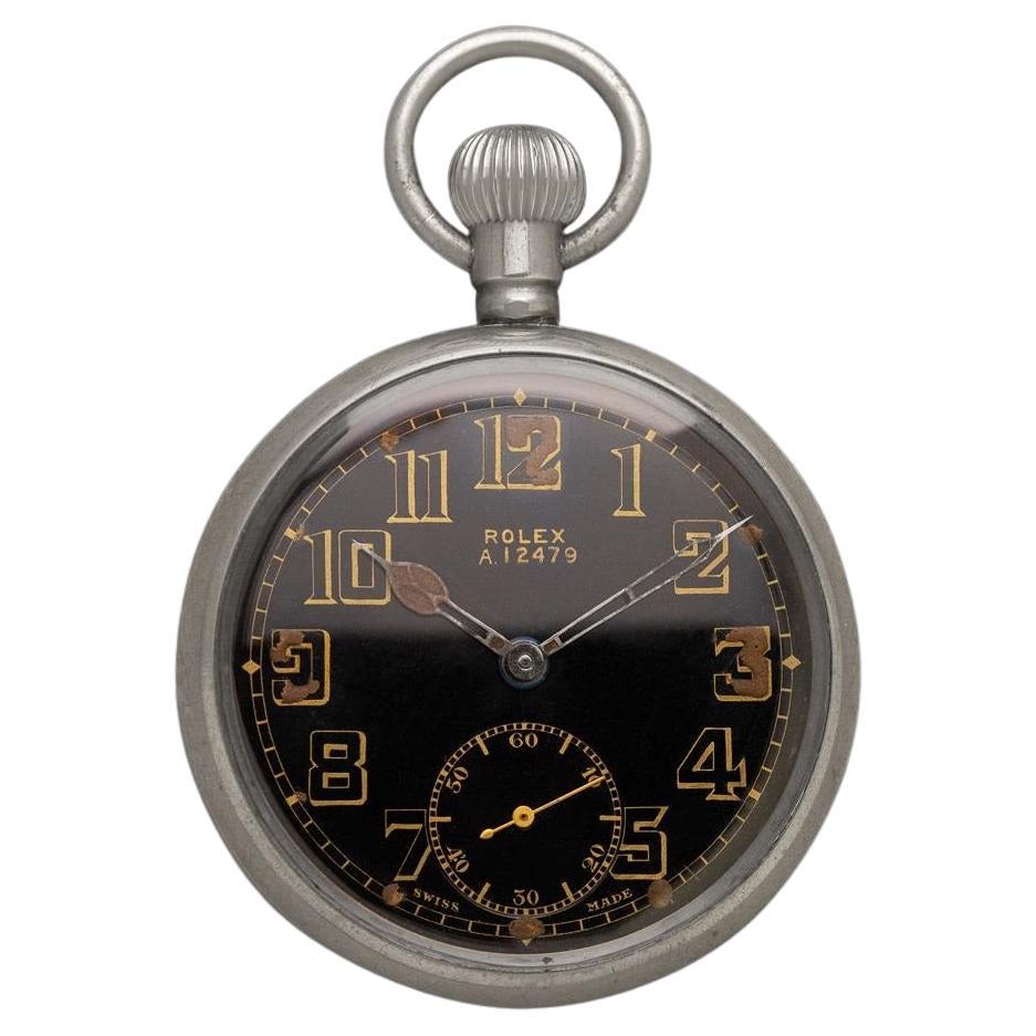 1940
s Rolex WWII British Military Vintage Antique Mens 50mm Pocket Watch Nickel