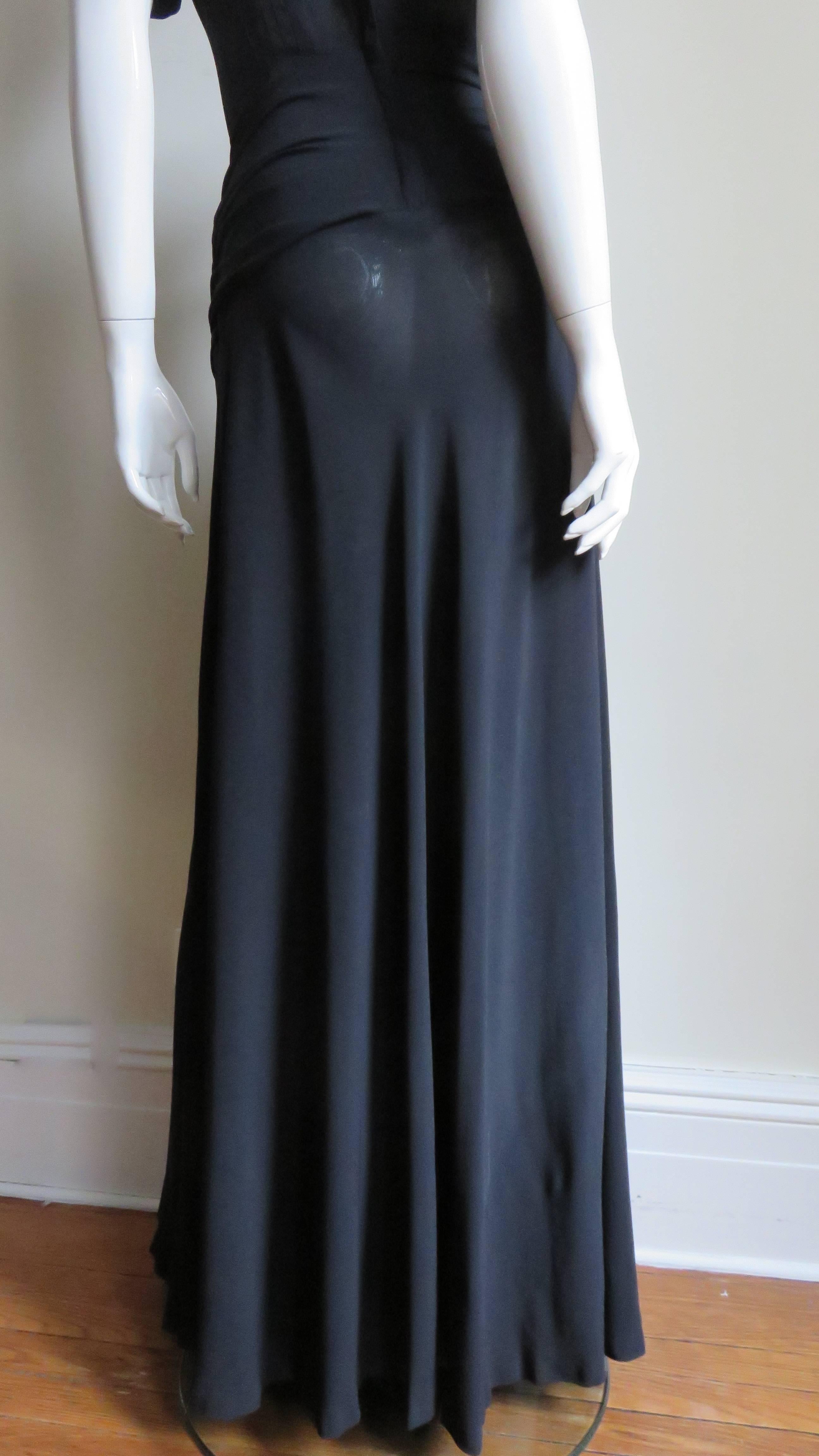1940s Romantic Gothic Black Maxi Dress For Sale 6