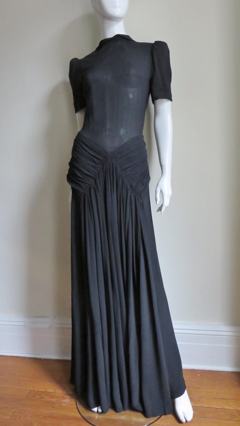1940s maxi dress Vintage 1940s Pink Damask Maxi Dress