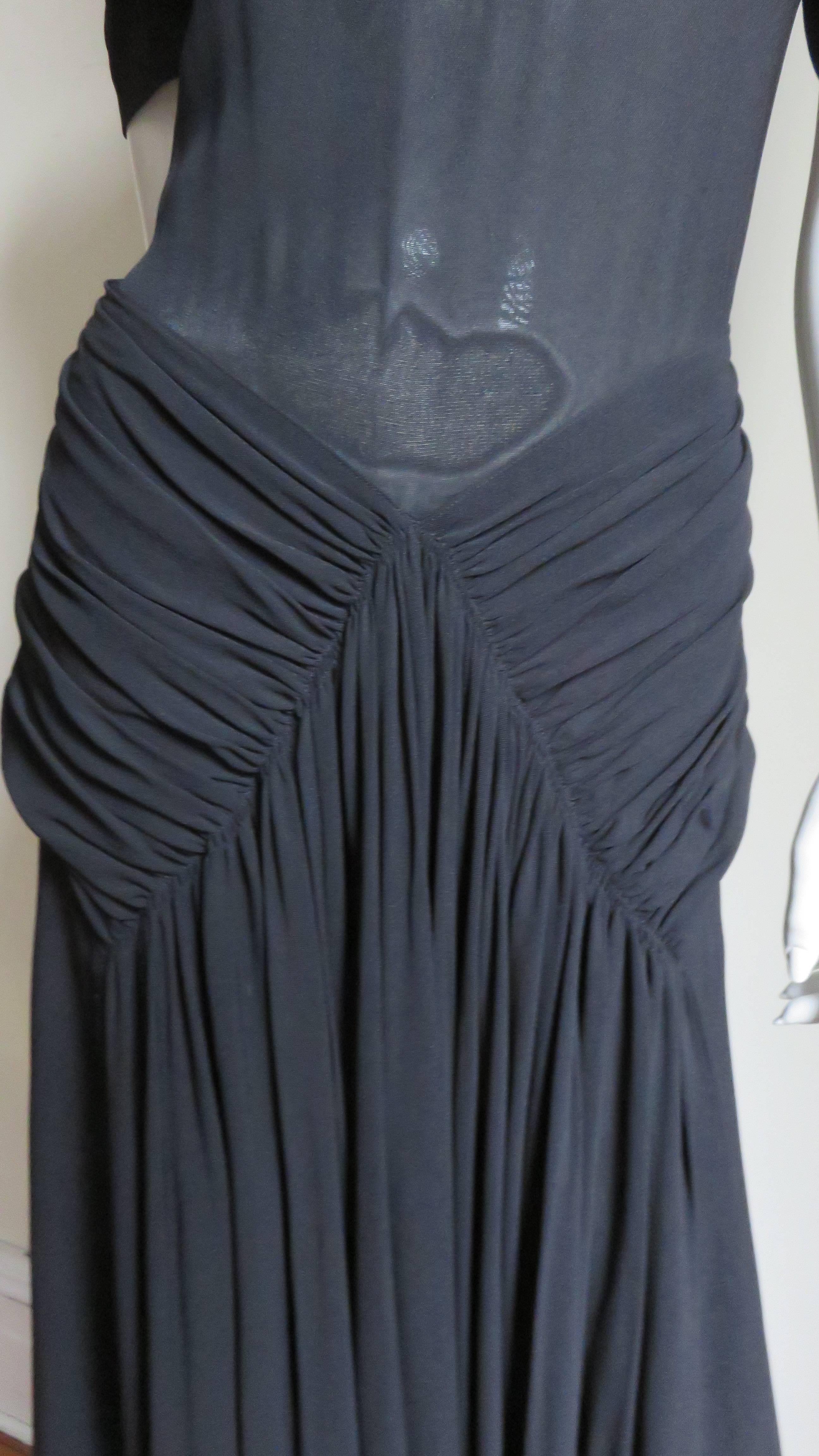 1940s Romantic Gothic Black Maxi Dress For Sale 1