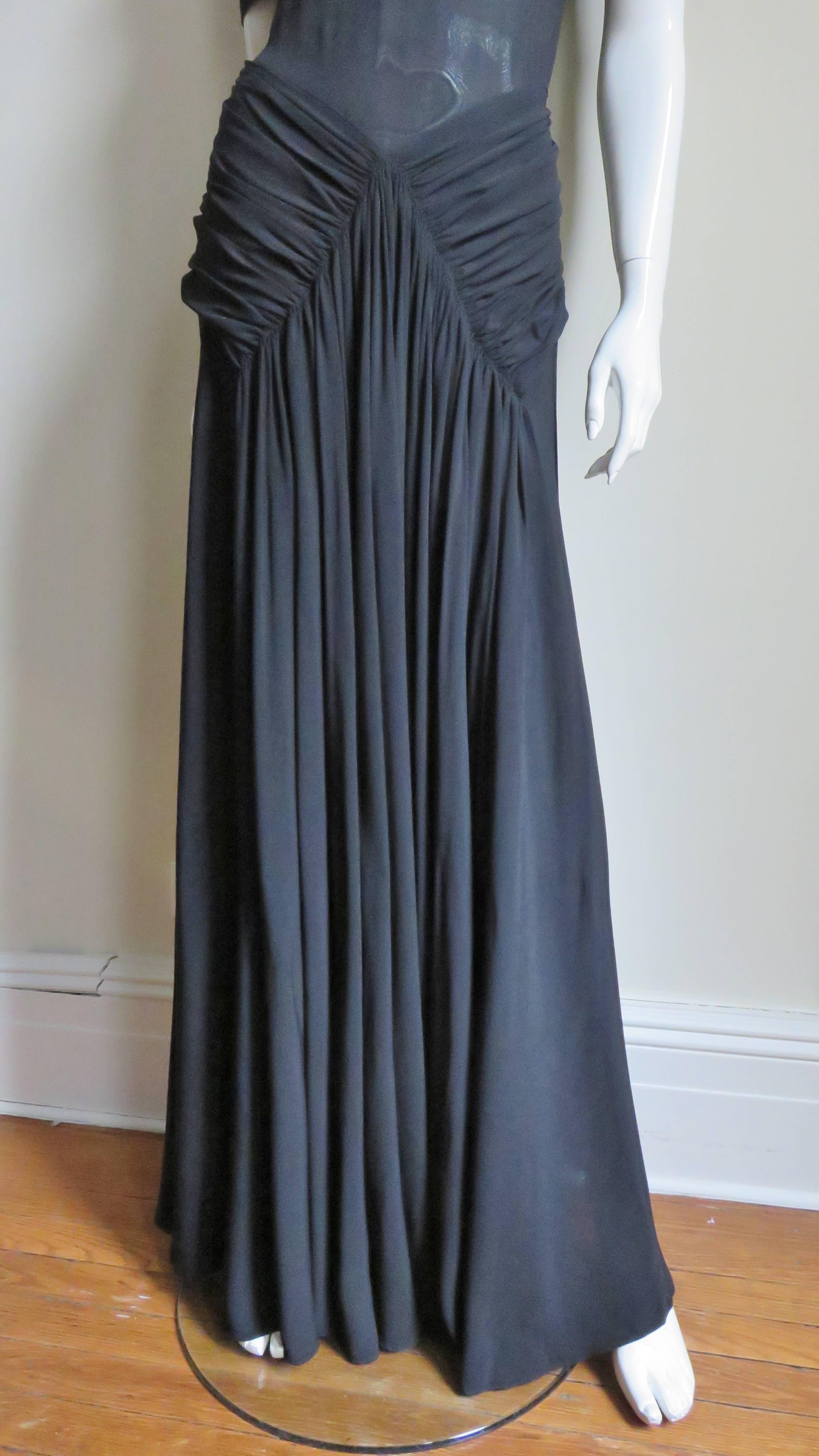 1940s Romantic Gothic Black Maxi Dress For Sale 2