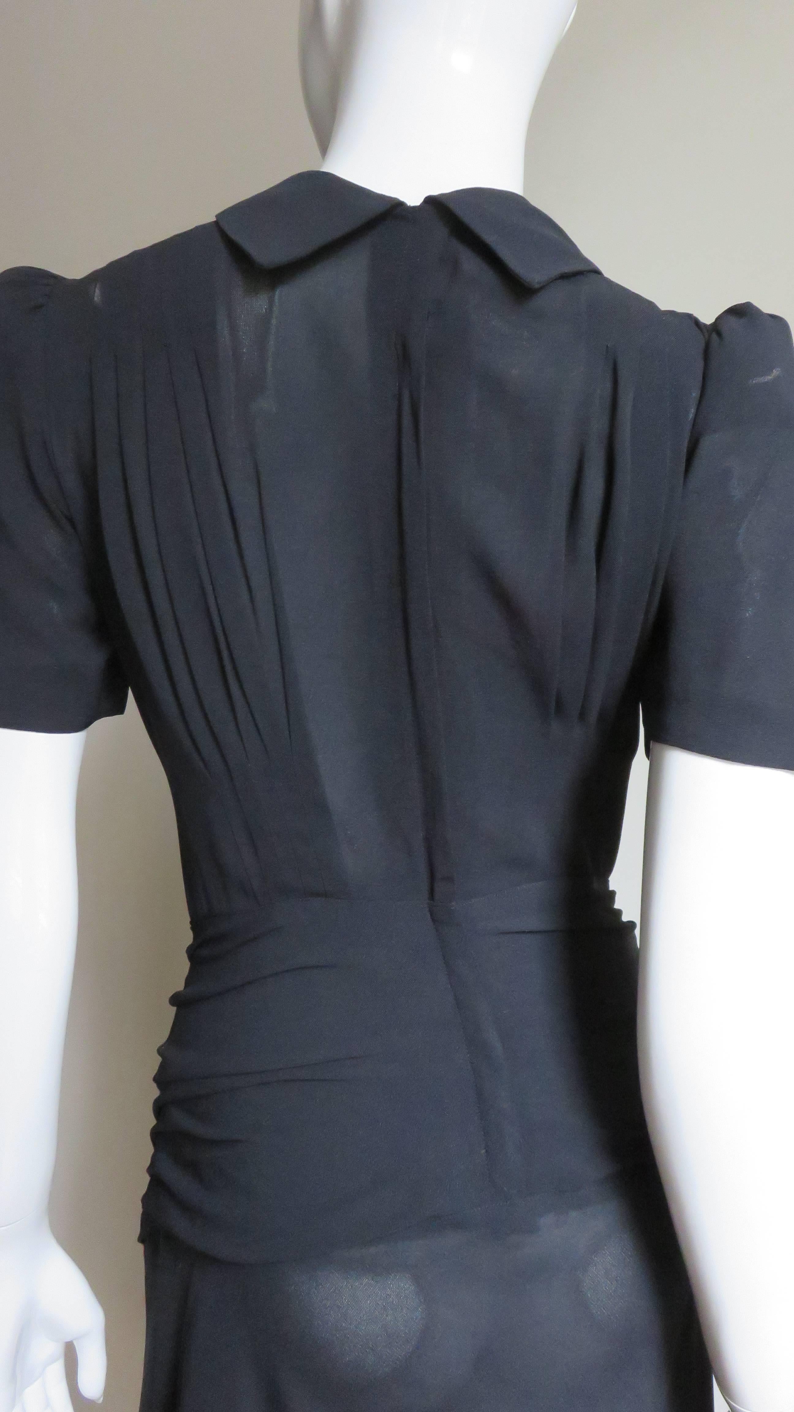 1940s Romantic Gothic Black Maxi Dress For Sale 5