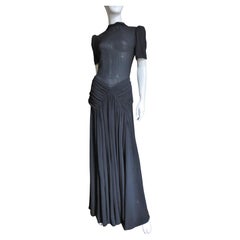 1940s Romantic Gothic Black Maxi Dress