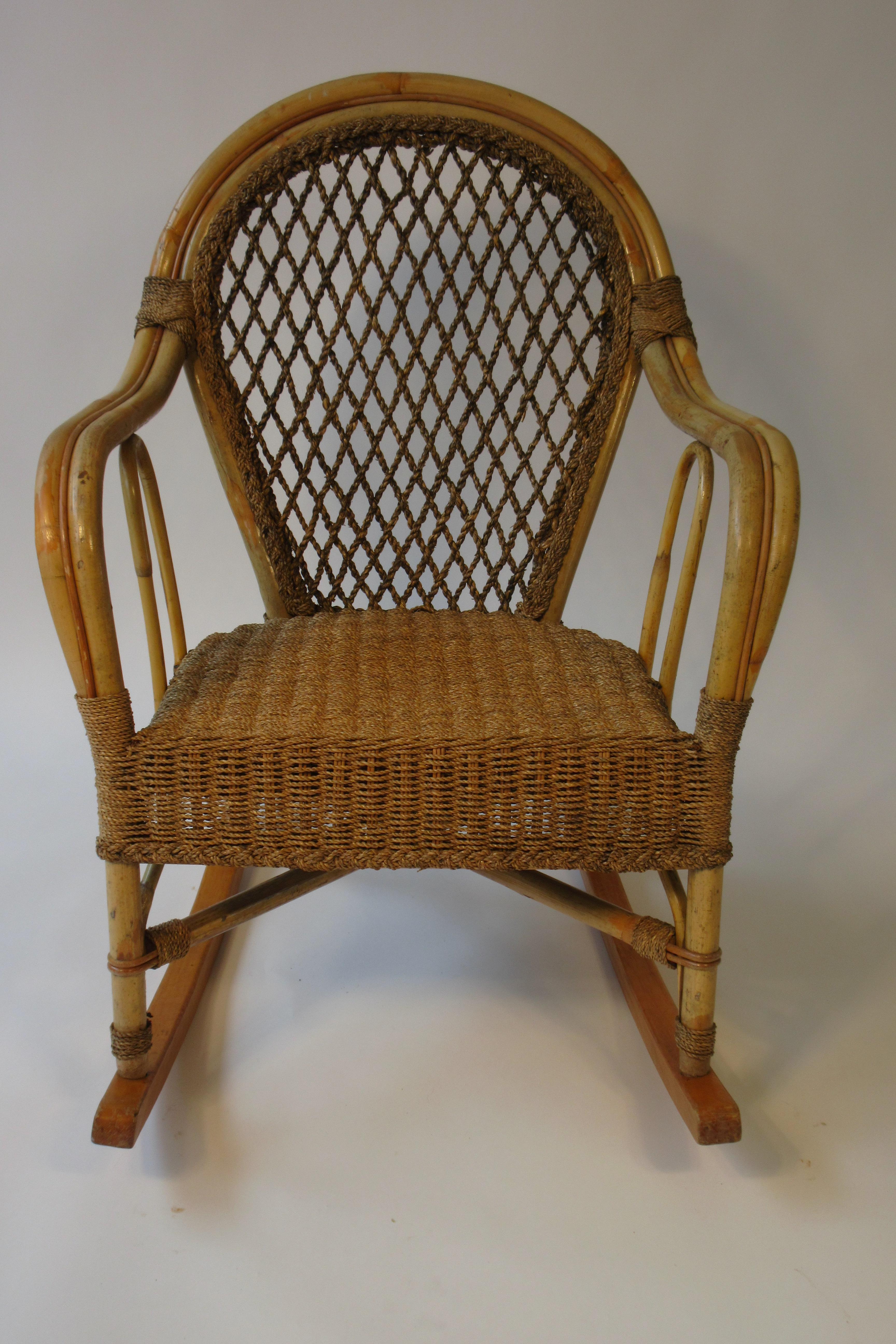 1940s rope and wood rocker.