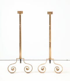 1940s Rose Brass Large Andirons