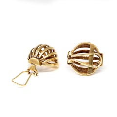 1940s Rose Gold Basket Clip-on Earrings 14k
