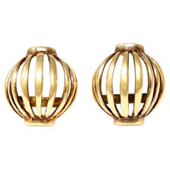 1940s Rose Gold Basket Clip-on Earrings 14k