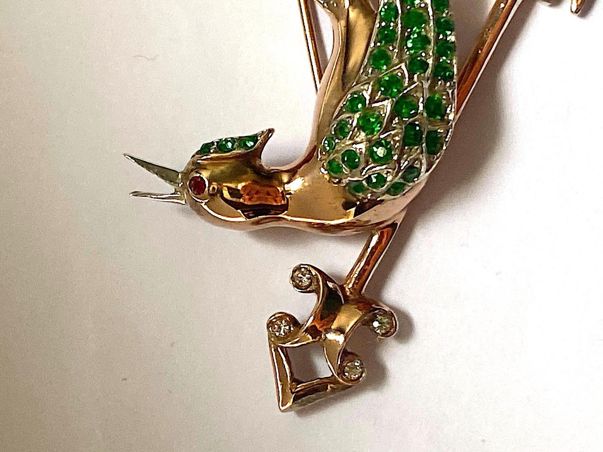 1940s Rose gold & Sterling Bird Singing 