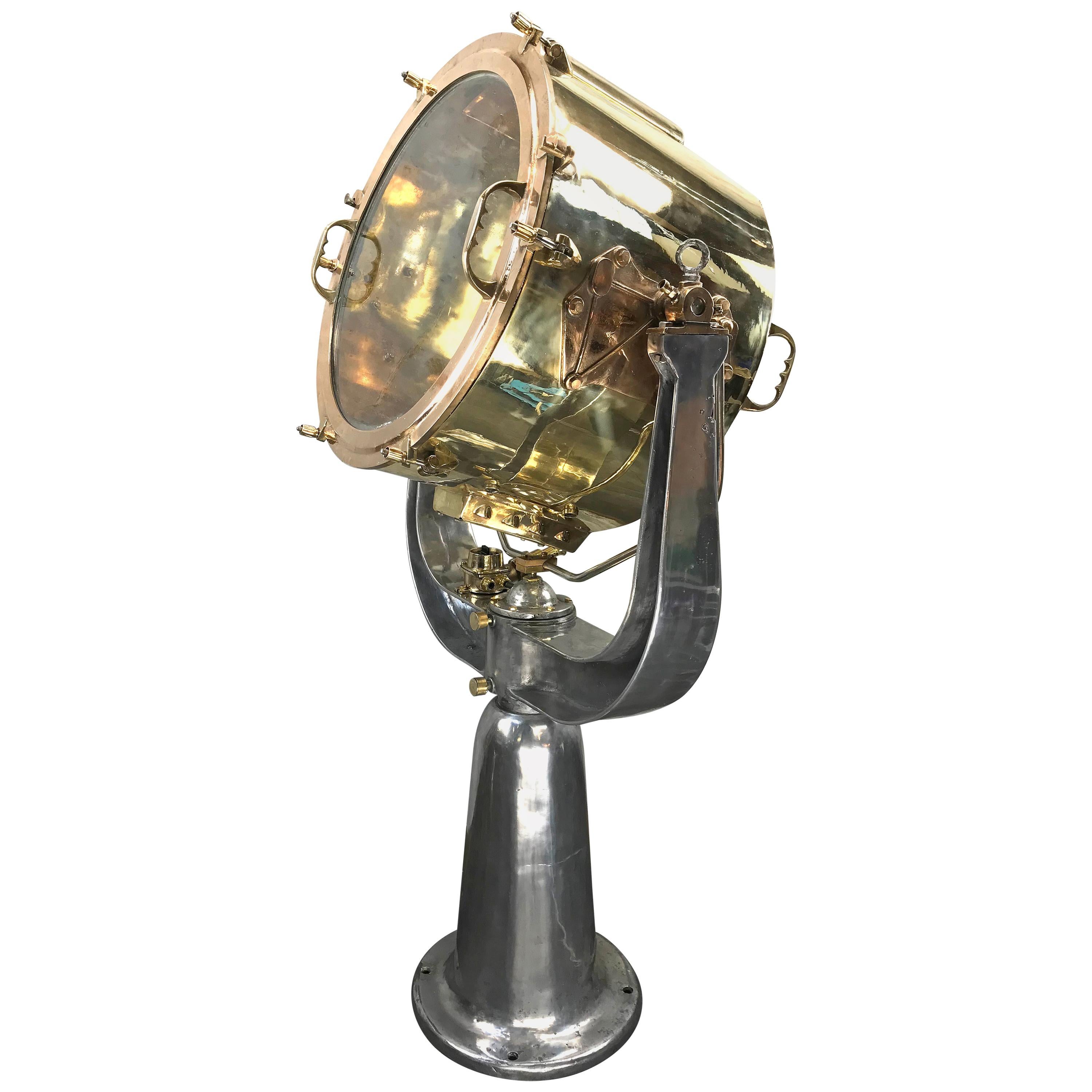 1940s Rotherham's British Brass, Bronze and Aluminium Maritime Searchlight