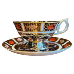 Vintage 1940's Royal Crown Derby Old Imari Footed Elizabeth Tea Cup and Saucer