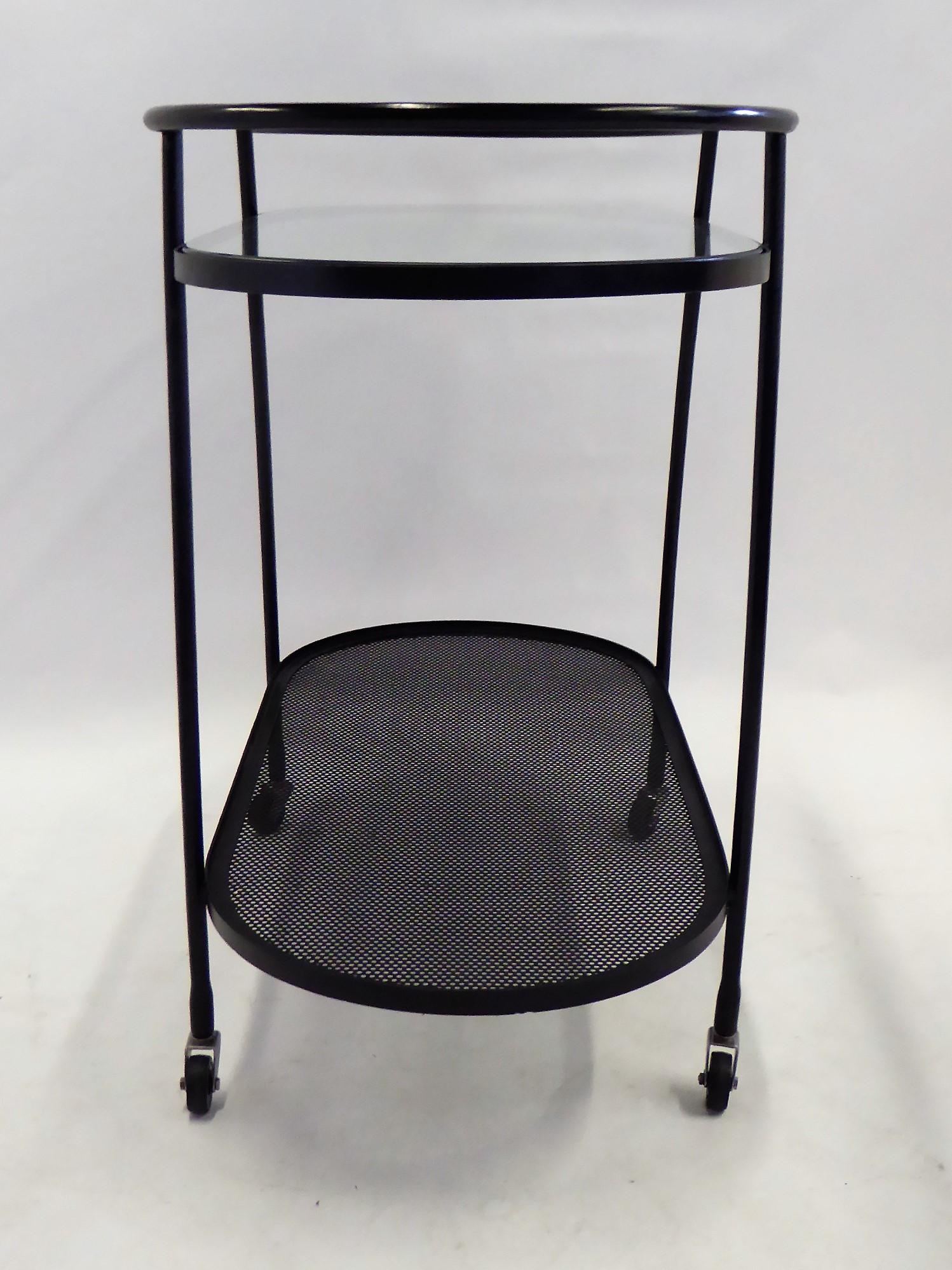 1940s Royere Mategot Style Wrought Iron Rolling Cart 1
