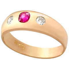 1940s Ruby and Diamond Rose Gold Cocktail Ring