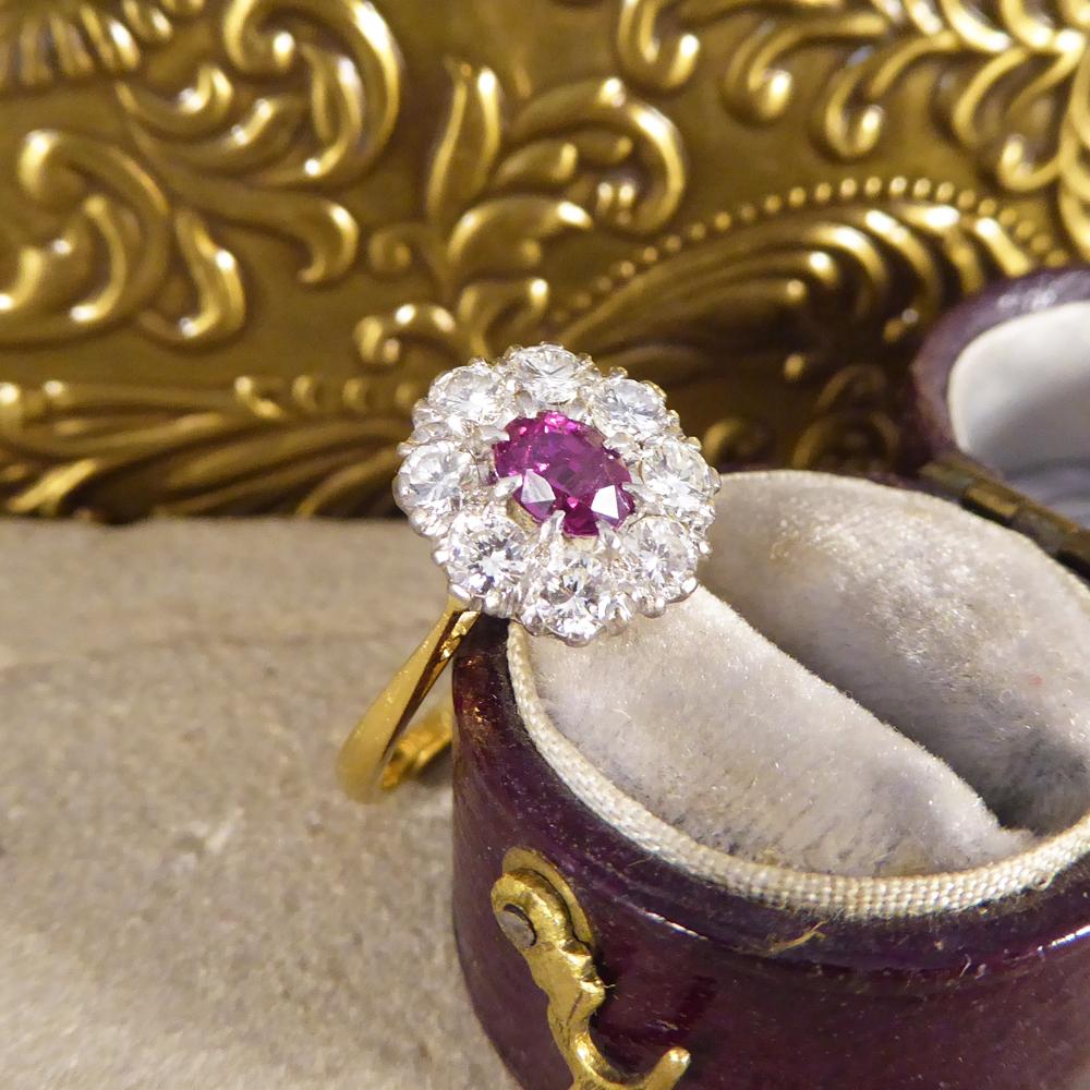 1940s Ruby Diamond Cluster Ring in 18 Carat Gold 3
