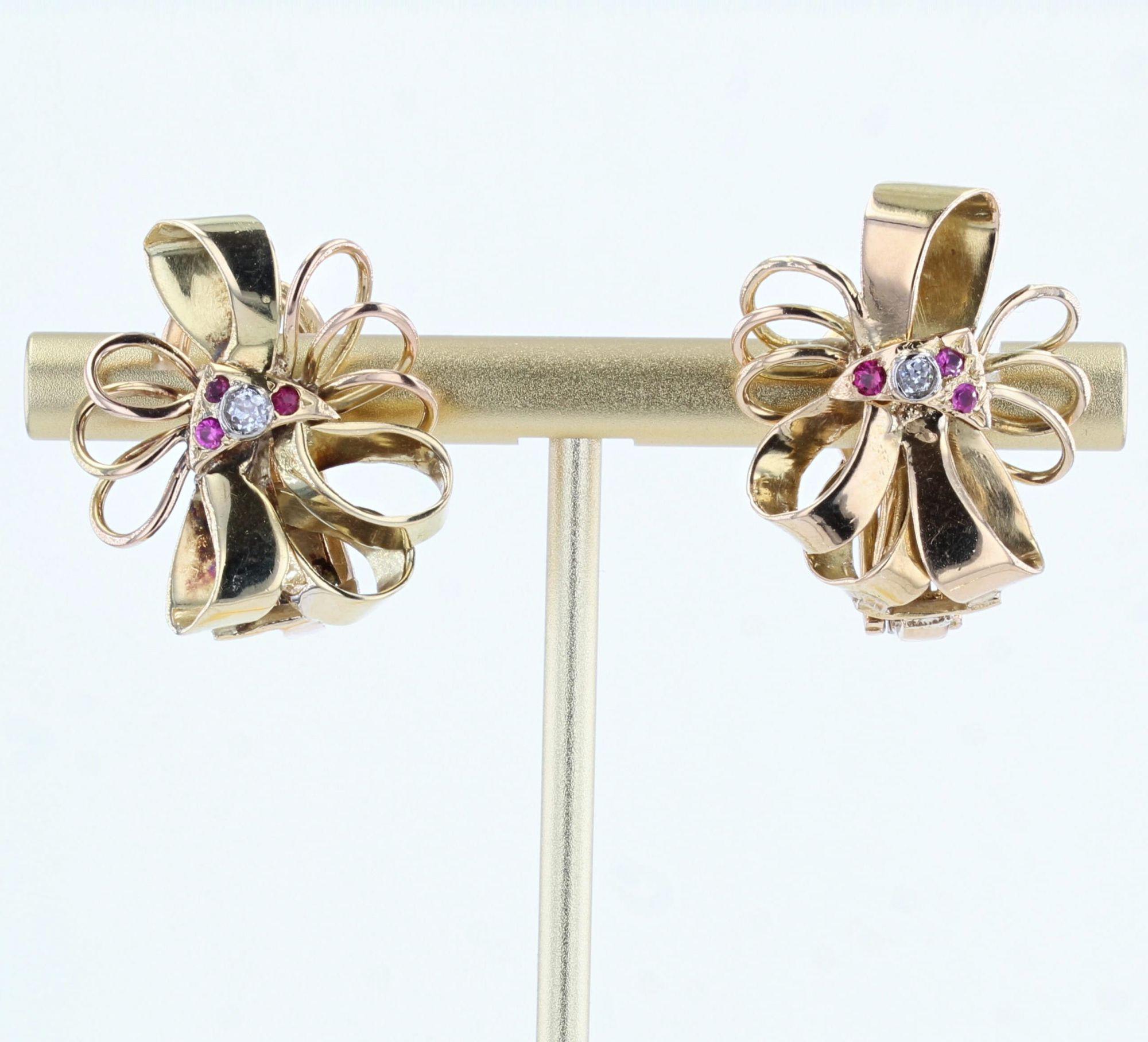 gold dangle bow earrings