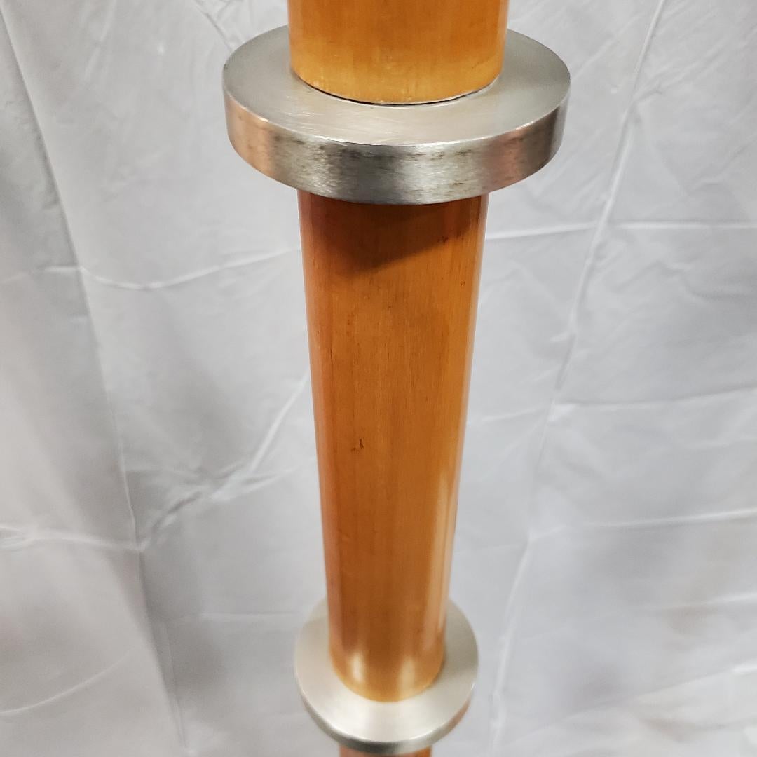 1940s Russel Wright Art Deco Hardrock Maple Spun Aluminum Torchiere Floor Lamps For Sale 3