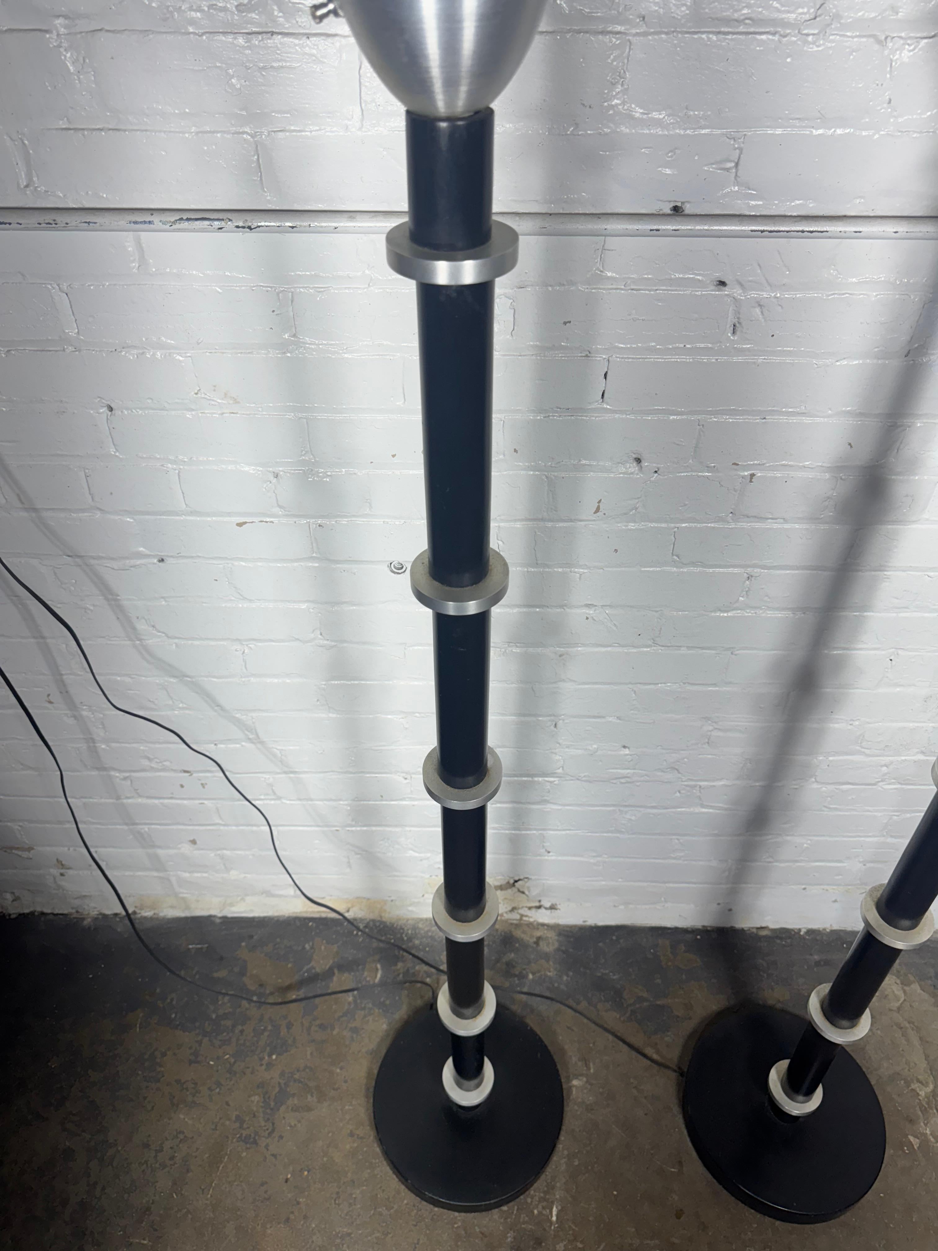 1940s Russel Wright Art Deco/MACHINE AGE, Spun Aluminum Torchiere Floor Lamps For Sale 1
