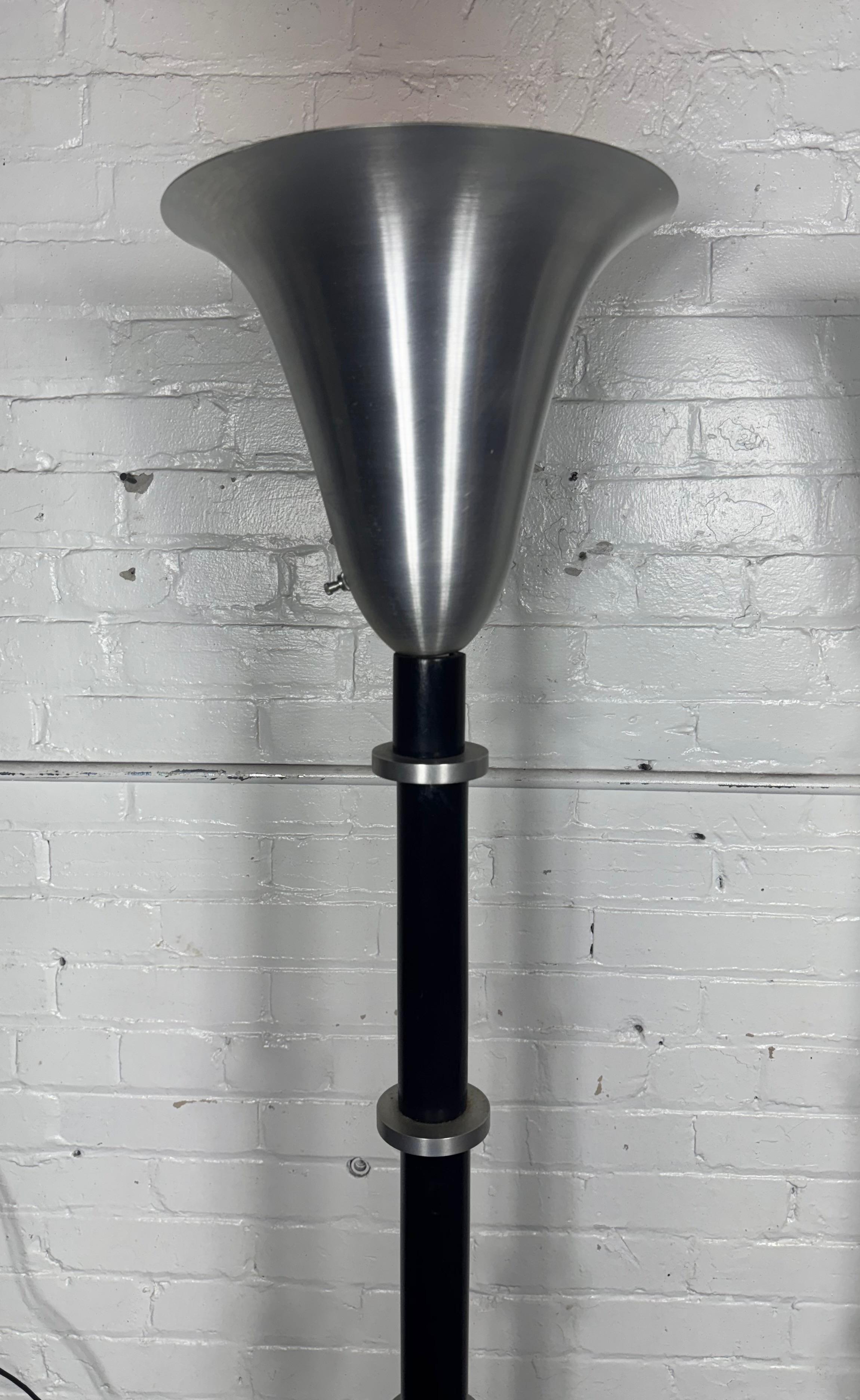 1940s Russel Wright Art Deco/MACHINE AGE, Spun Aluminum Torchiere Floor Lamps For Sale 2