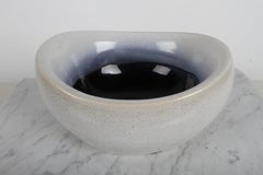1940s Russel Wright for Bauer Art Pottery - Large Oval Light Gray & Blue Bowl