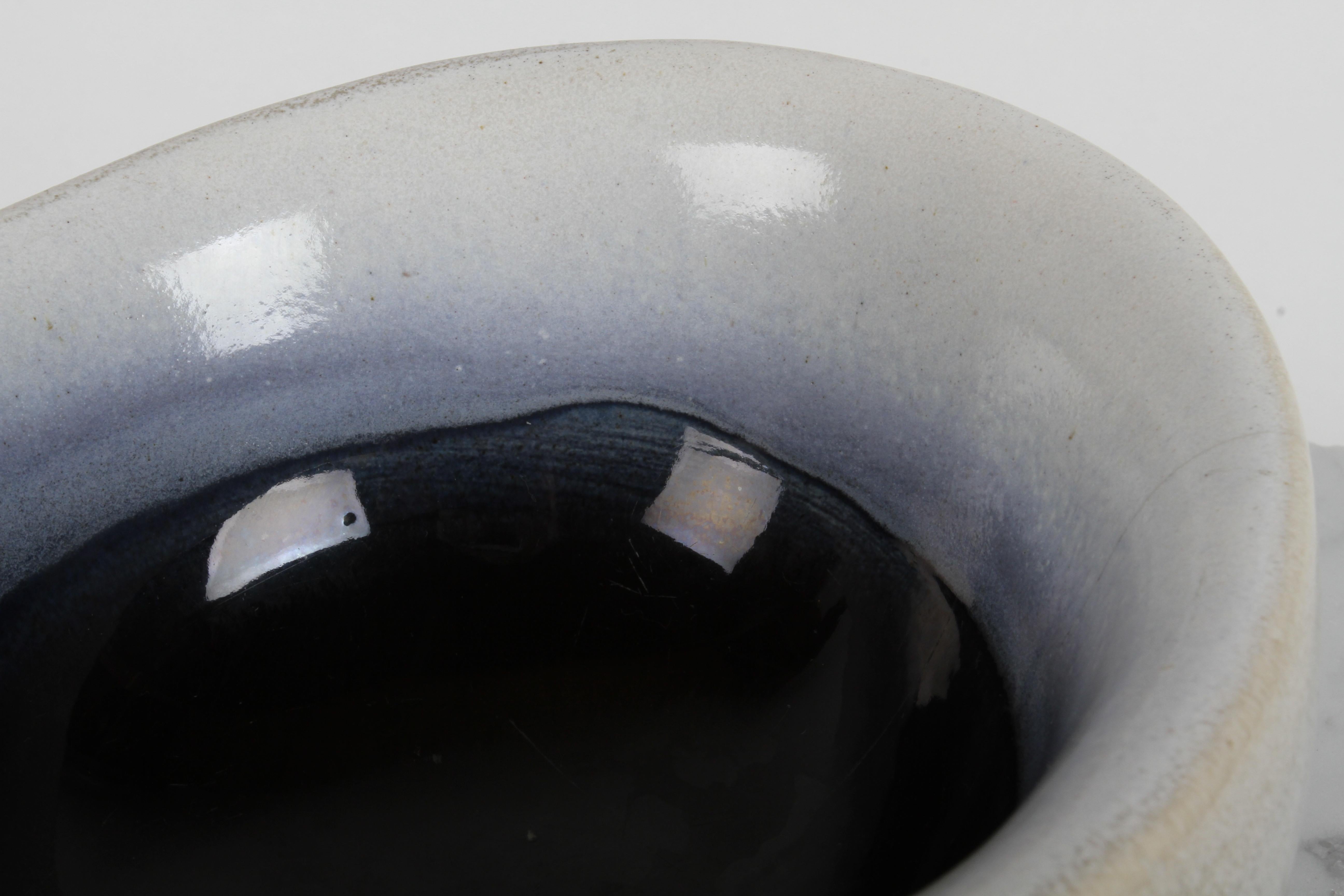 Clay 1940s Russel Wright for Bauer Art Pottery - Large Oval Light Gray & Blue Bowl