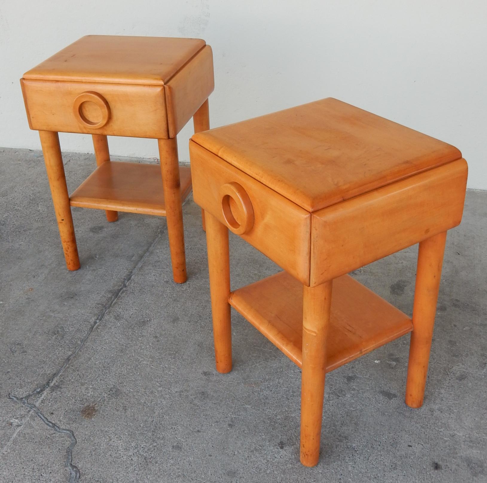 Maple 1940s Russell Wright Design American Modern Side Tables