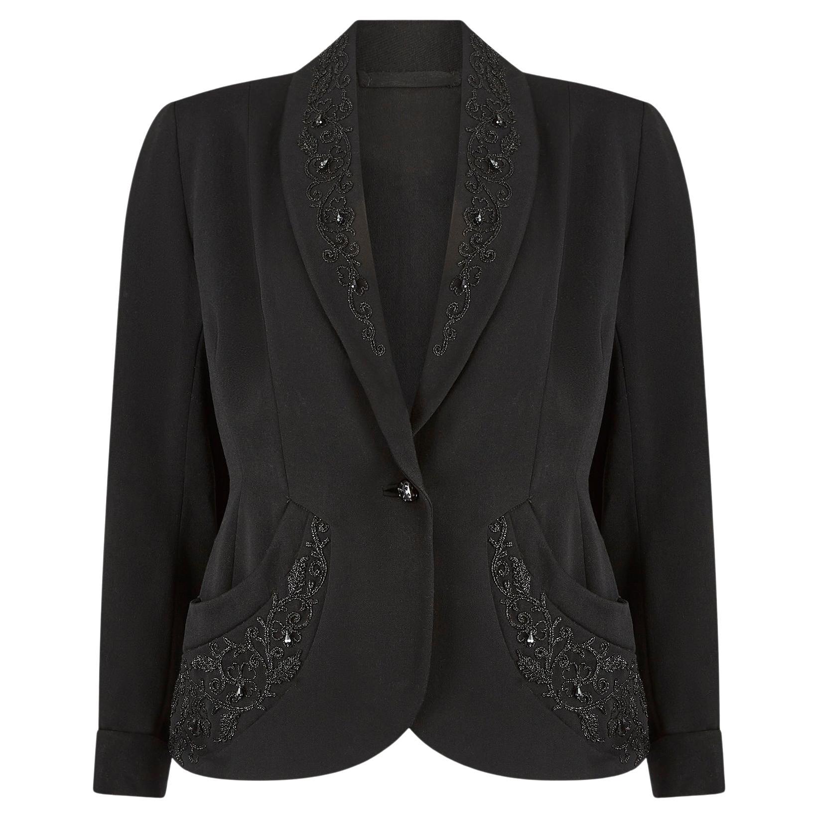 1940s Sally Slade Wool and Beaded Soutache Work Jacket For Sale