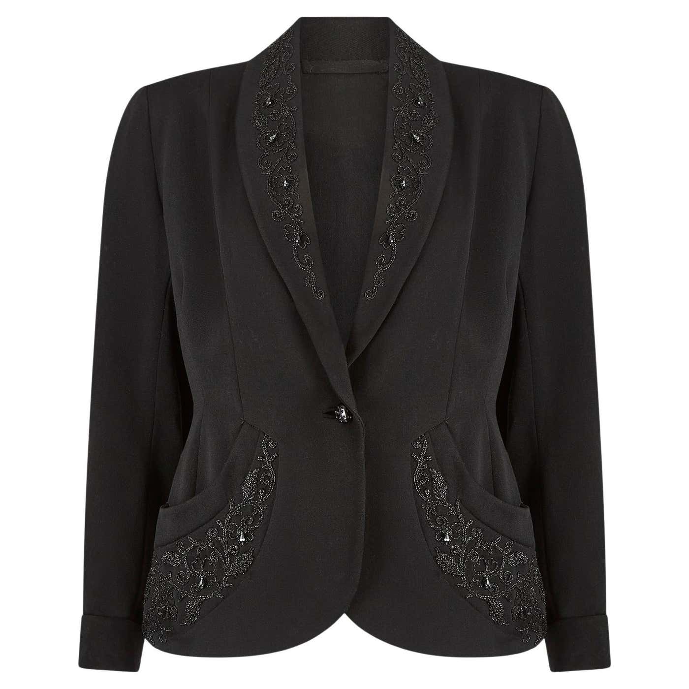 1940s Sally Slade Wool and Beaded Soutache Work Jacket For Sale at 1stDibs