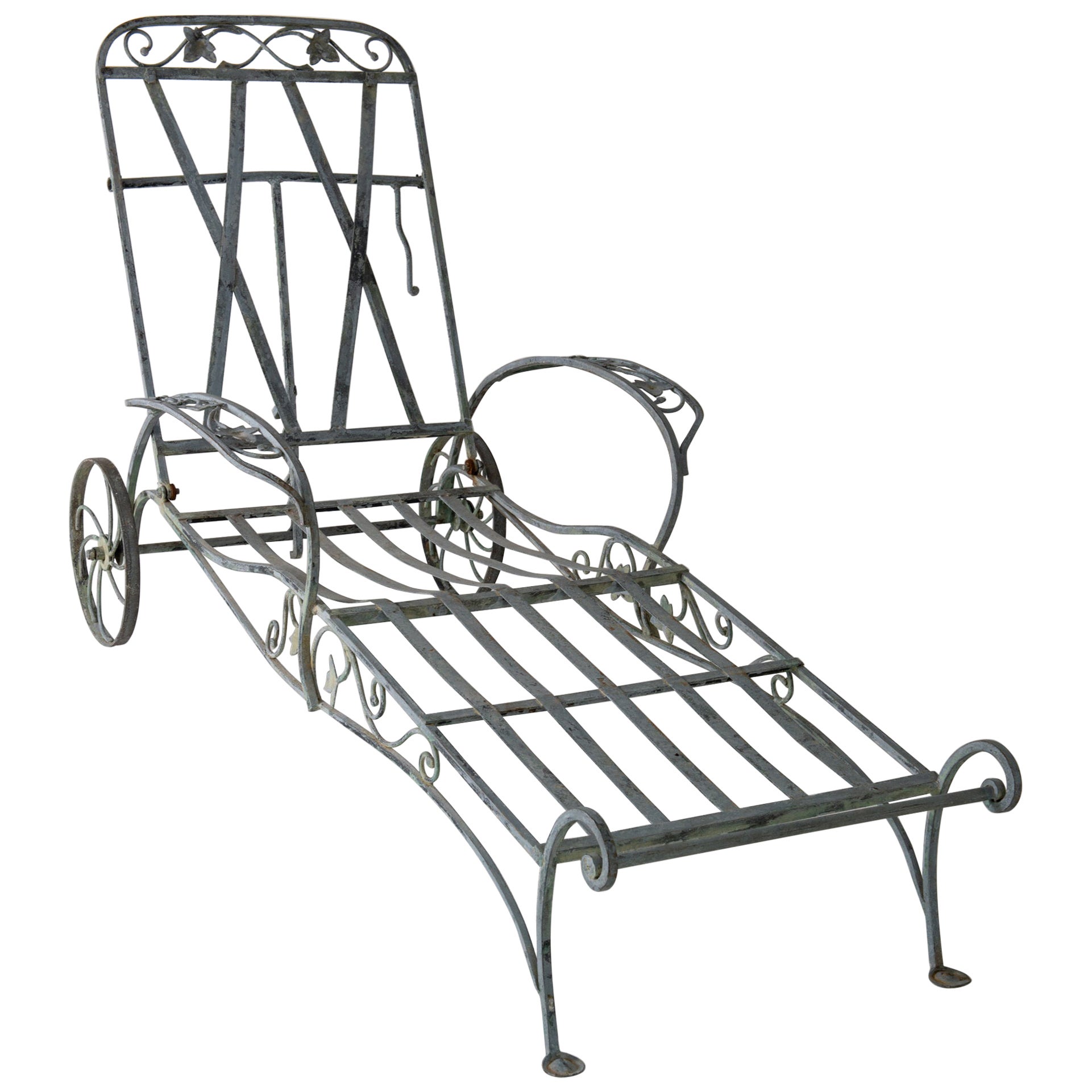 Chaise longue en fer forgé Salterini des années 1940