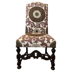 Antique 1940s Santa Barbara-Style Side Chair in Lavender, Taupe, Brown with Walnut Frame