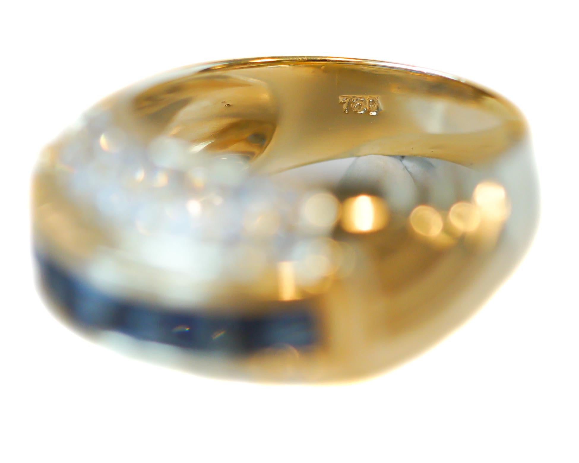 Women's 1940s Sapphire and Diamond 18 Karat Yellow Gold Cocktail Ring