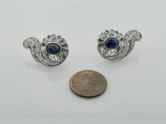 1940s Sapphire and Diamond Earrings