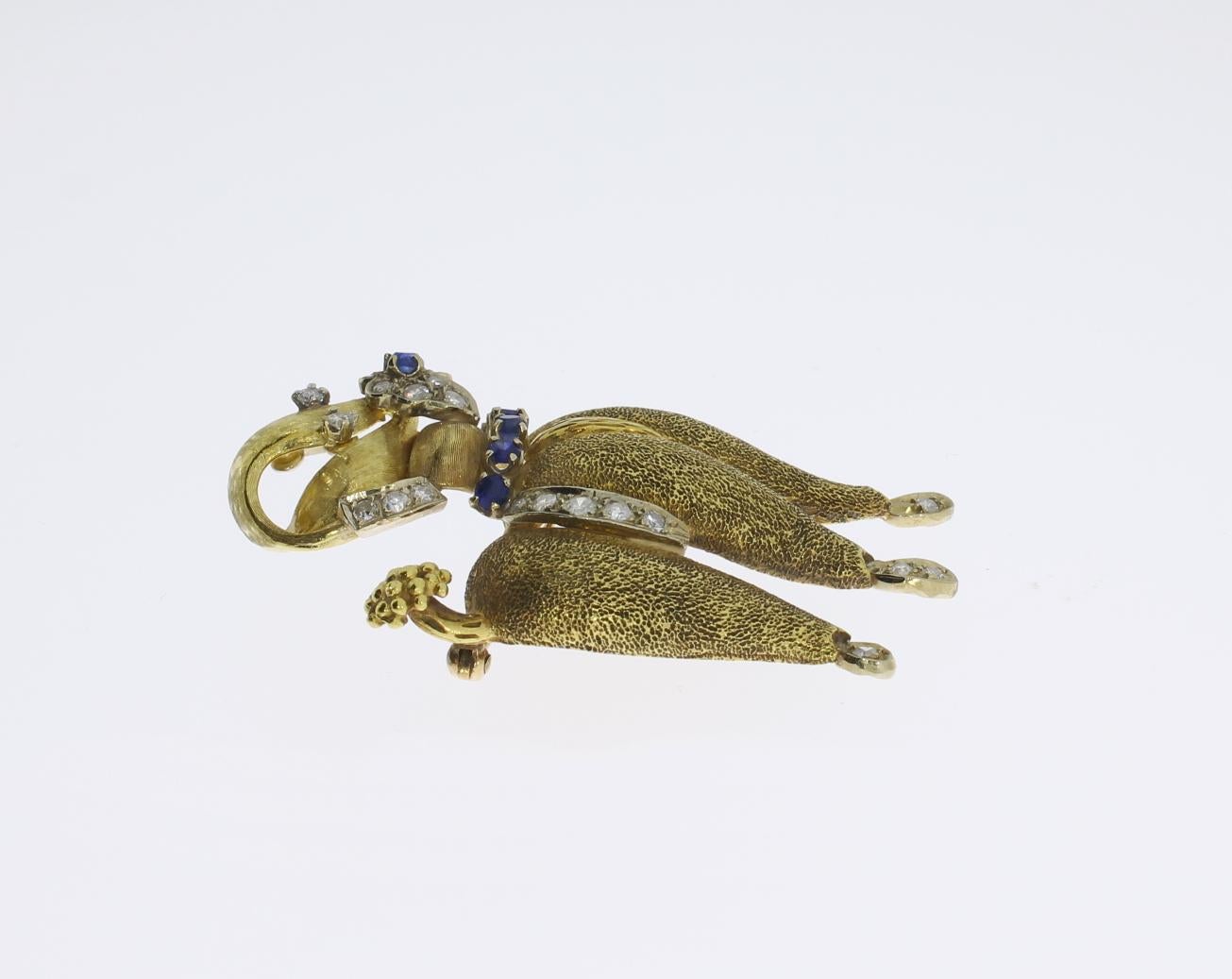 Women's 1940s Sapphire Diamond Gold Poodle Brooch For Sale