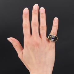 1940s Sapphire Diamonds 18 Karat Yellow Gold Knot Tank Ring