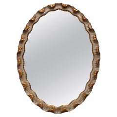 1940's Scalloped Gilt Oval Italian Mirror