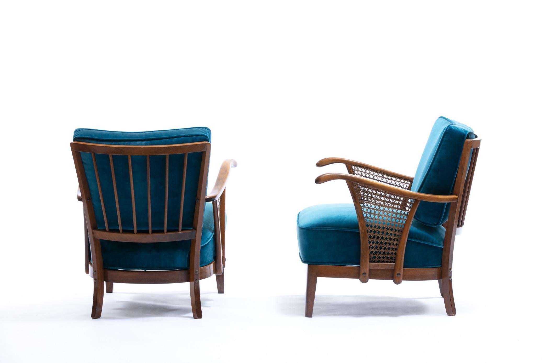 Mid-20th Century Pair of Scandinavian Lounge Chairs Attributed to Soren Hansen for Fritz Hansen