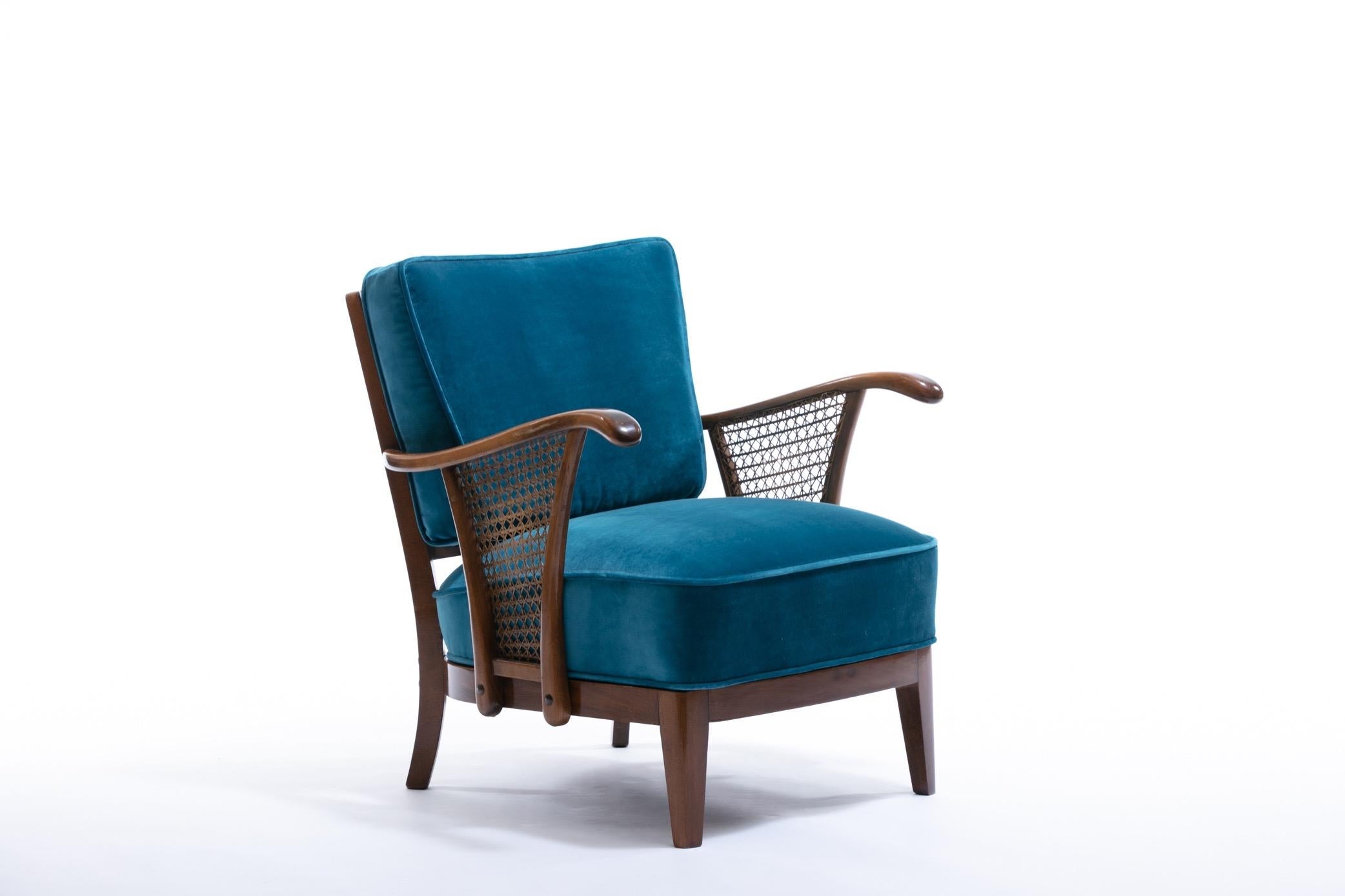 Danish Pair of Scandinavian Lounge Chairs Attributed to Soren Hansen for Fritz Hansen