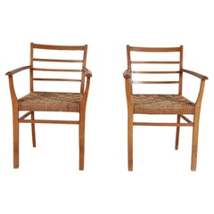 1940’s Scandinavian Modern Armchairs with woven papercord seats