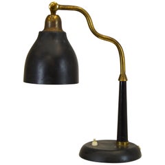 1940s Scandinavian Modern Desk Lamp in Brass and Black Metal