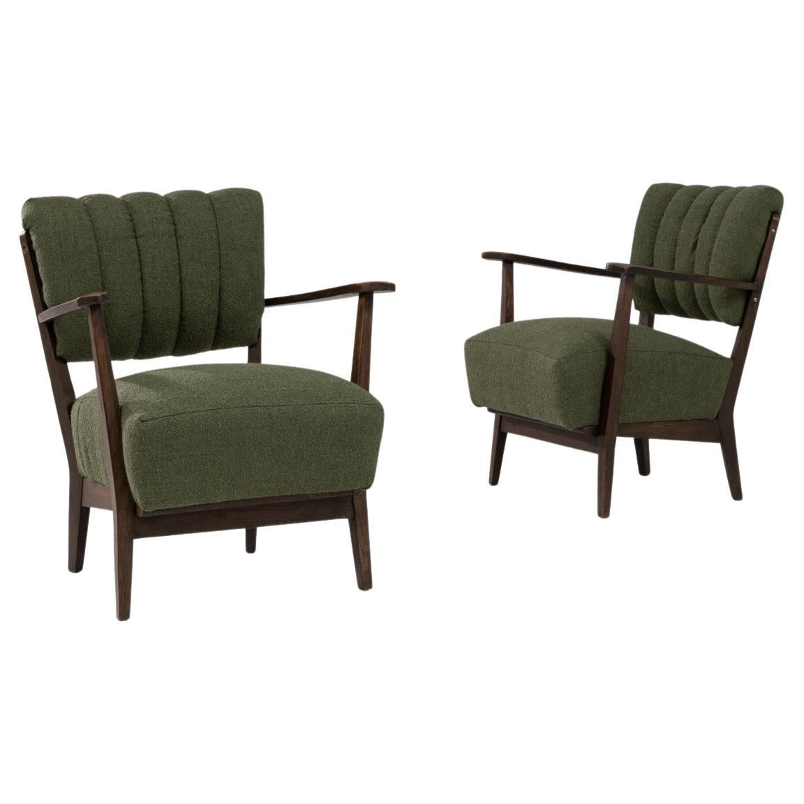 Coppia di sedie da salotto imbottite della metà del secolo scorso, in stile scandinavo, anni '40