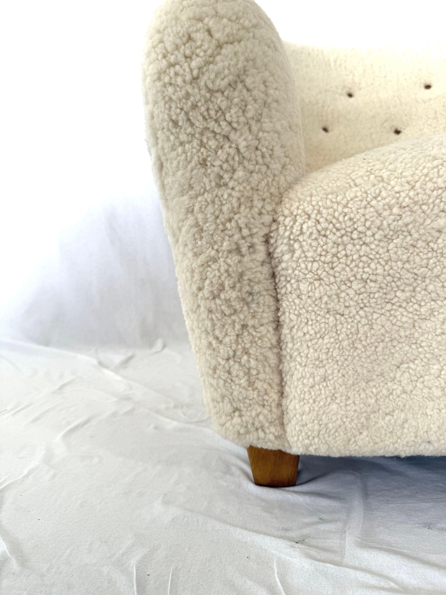 Scandinavian Modern 1940's Scandinavian Sheepskin / Shearling Lounge Chair