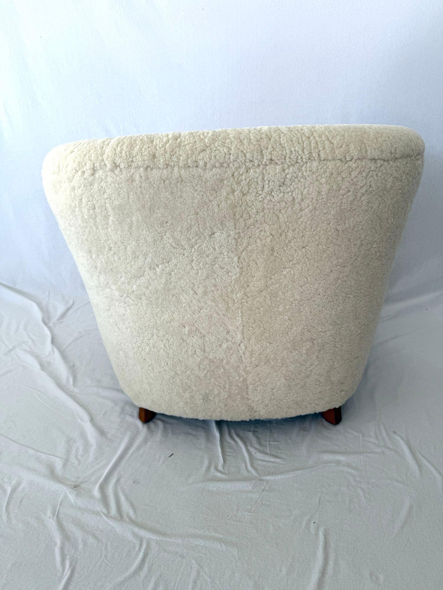 Mid-20th Century 1940's Scandinavian Sheepskin / Shearling Lounge Chair
