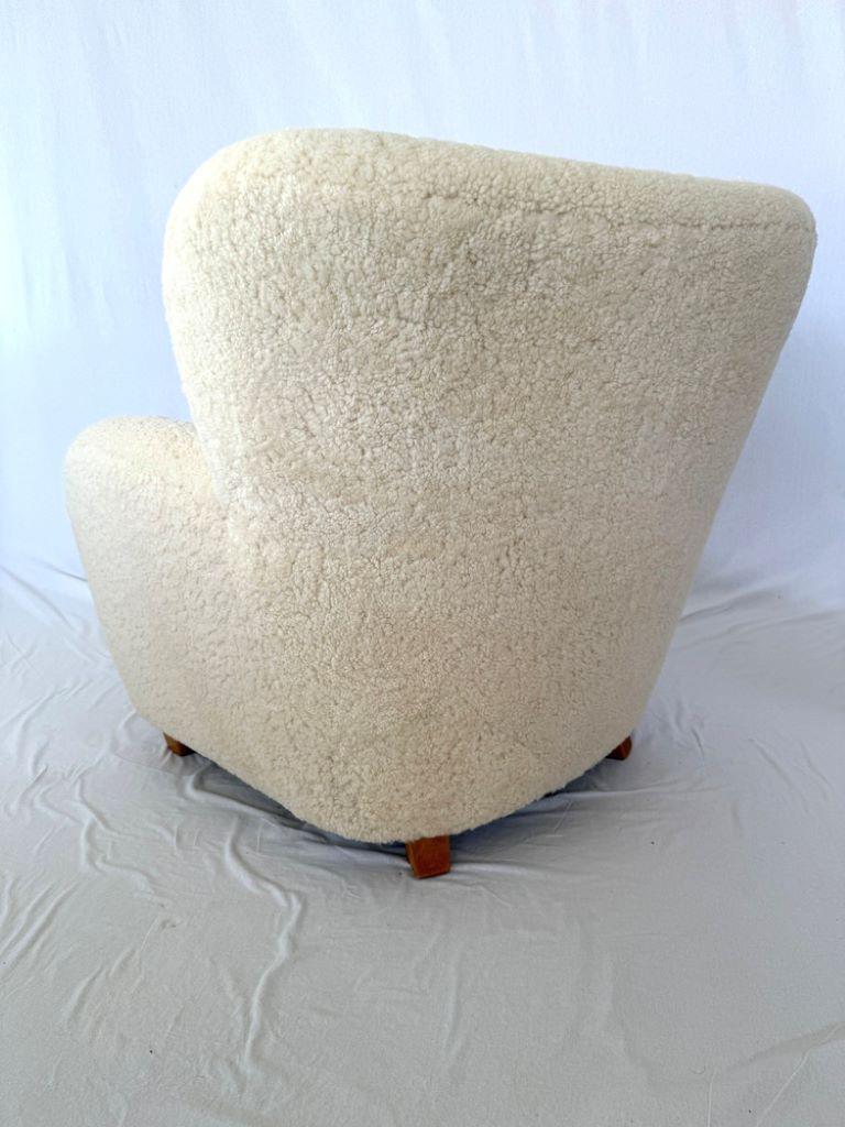 Mid-20th Century 1940's Scandinavian Sheepskin / Shearling Lounge Chair