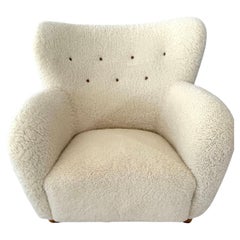 1940's Scandinavian Sheepskin / Shearling Lounge Chair