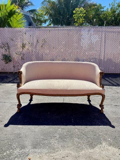 Canapé sculptural en bois sculpté à glands et cordes, années 1970