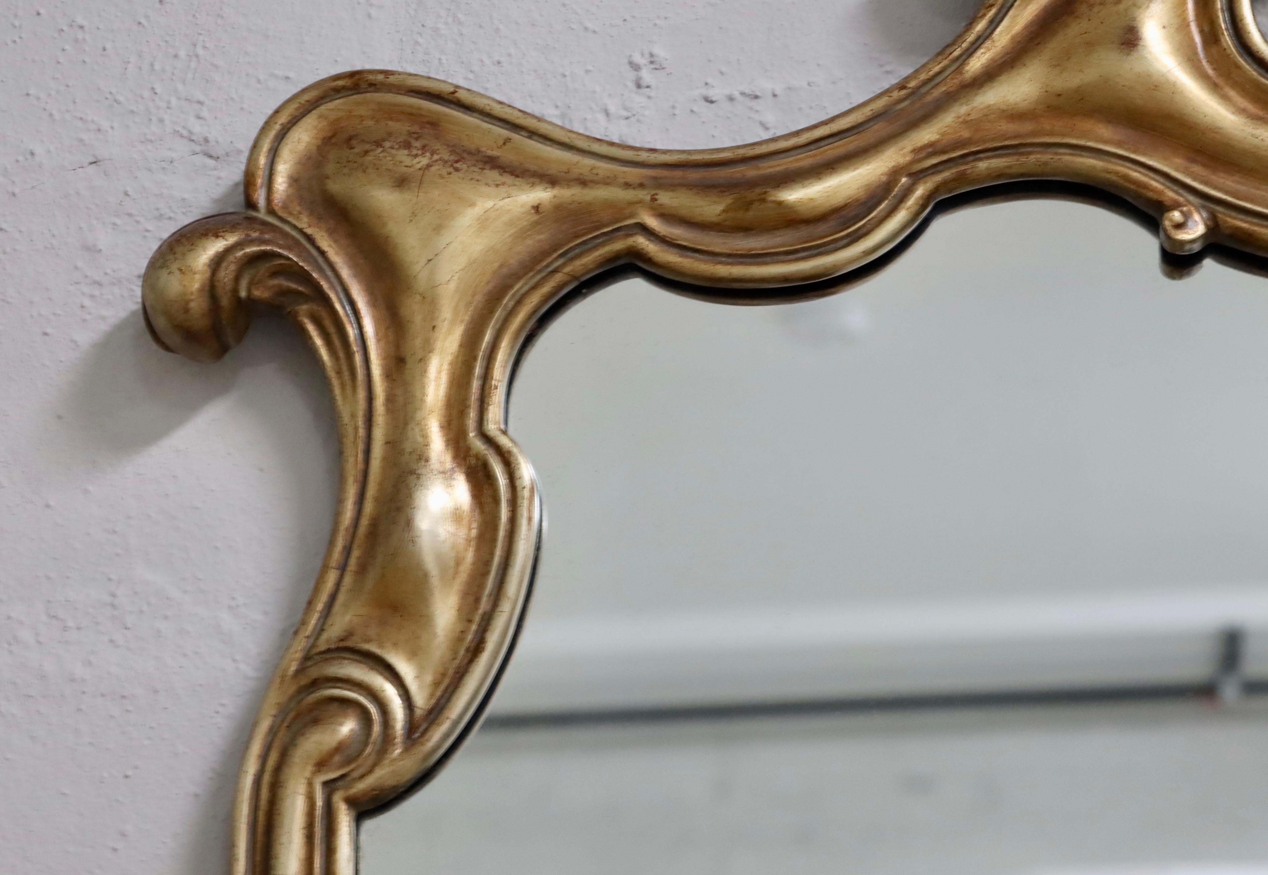 1940's Sculptural Large Gold And Silver Italian Wall Mirror For Sale 11