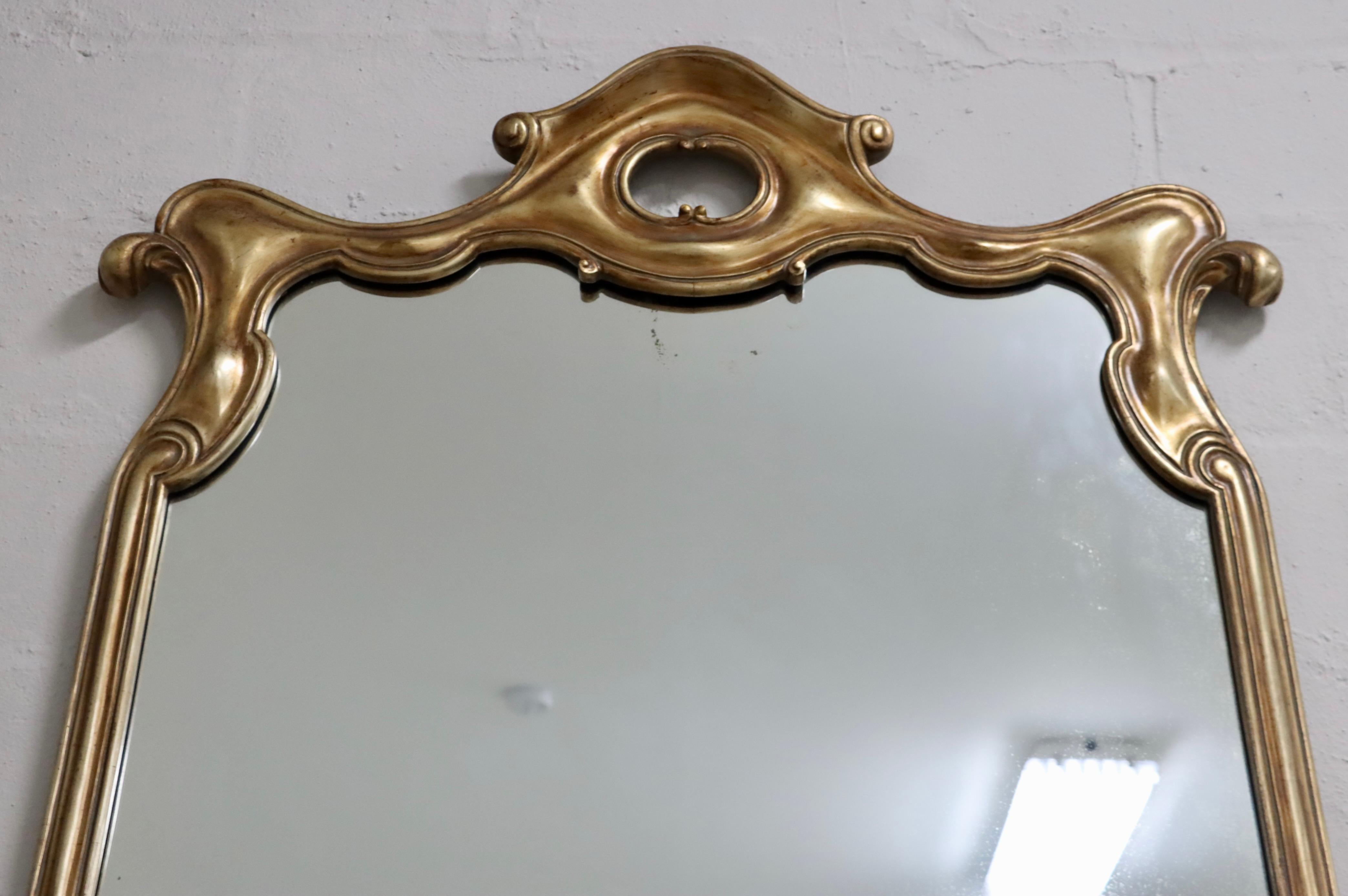 1940's Sculptural Large Gold And Silver Italian Wall Mirror For Sale 12