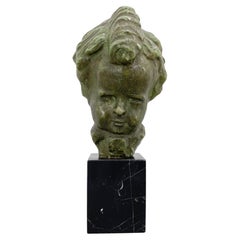 1940s Sculpture on Marble Base by E. Patris, Signed
